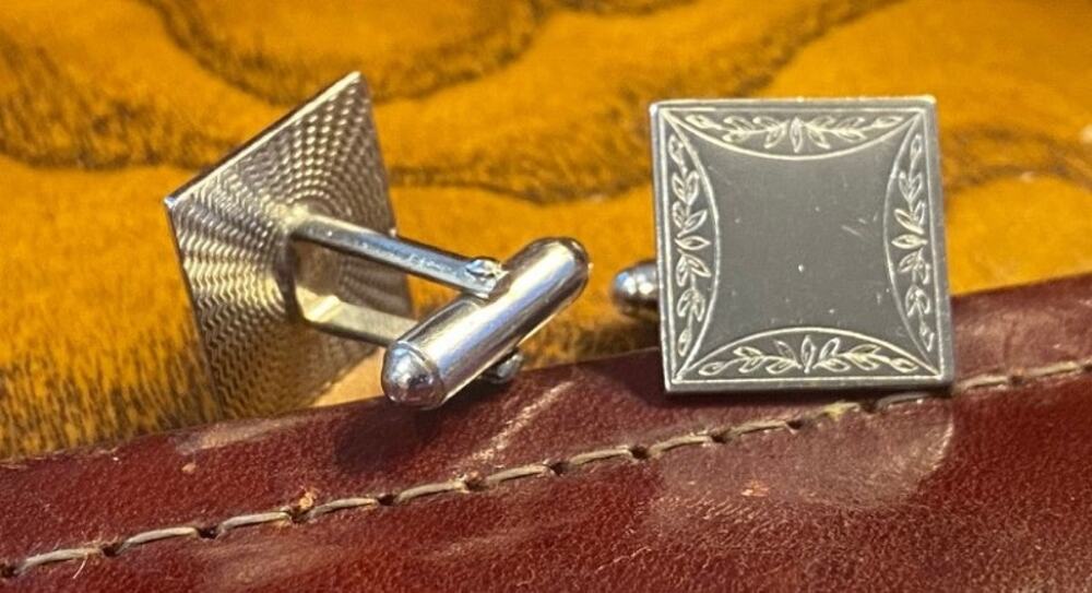 VTG Silver Tone Swank Cufflinks with Classic Etched Design